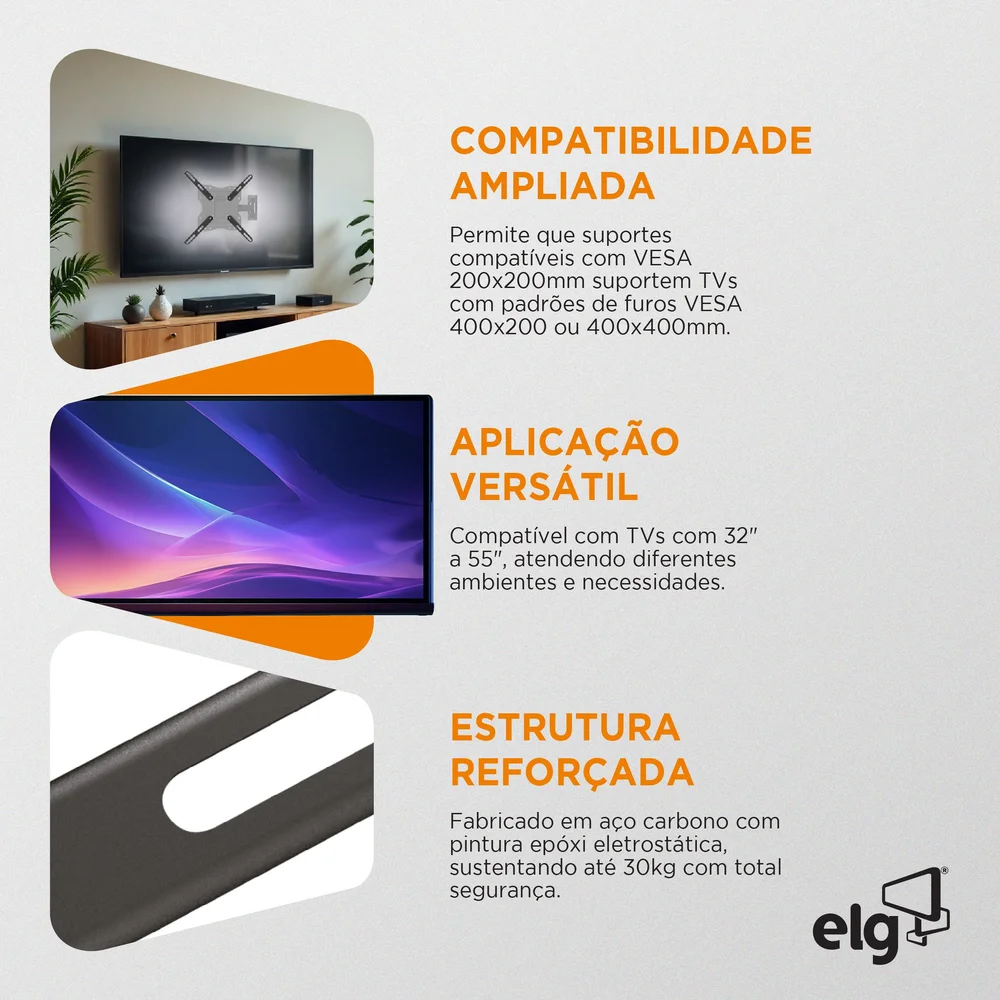 Imagem 5 de 5 do produto Adaptador Vesa Para Tv 300x300 A 400x400mm, Adp2040, Elg