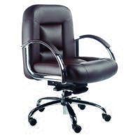 Poltrona Design Office Móveis Diretor Luxuosa Com Braços Fixos Linha Firenze, Cor:marrom
