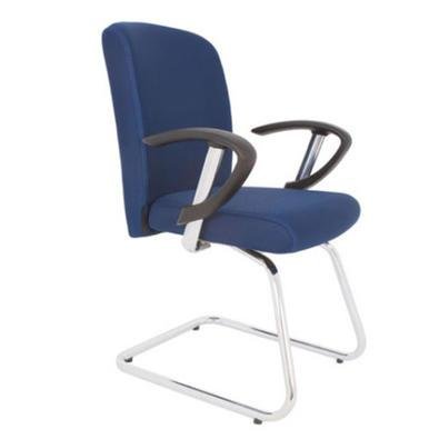 Poltrona Design Office Móveis Diretor Luxuosa Com Base Em S Cromado Linha Alpha, Cor:azul