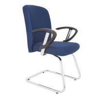 Poltrona Design Office Móveis Diretor Luxuosa Com Base Em S Cromado Linha Alpha, Cor:azul