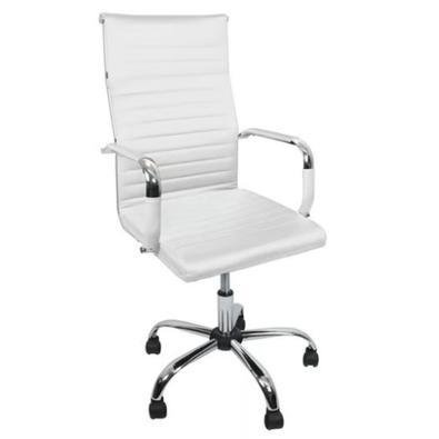Cadeira De Escritório Fortt Cef04-b, Peso suportado 120kg, Esteirinha Base Cromada, Com Rodinha, Turin, Branco