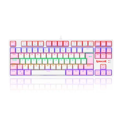 Teclado Gamer Redragon Daksa, Branco E Rosa Com Switch Marrom - K576wp-r pt-brown