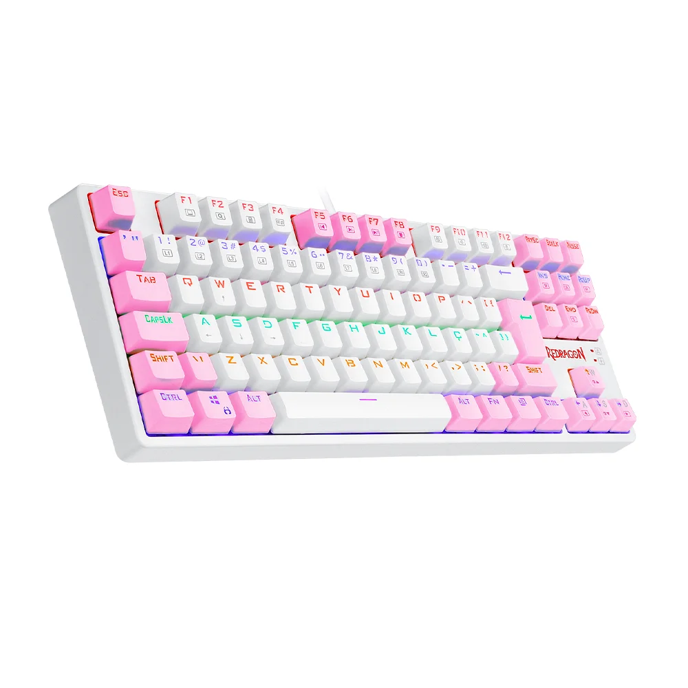 Imagem 3 de 5 do produto Teclado Gamer Redragon Daksa, Branco E Rosa Com Switch Marrom - K576wp-r pt-brown