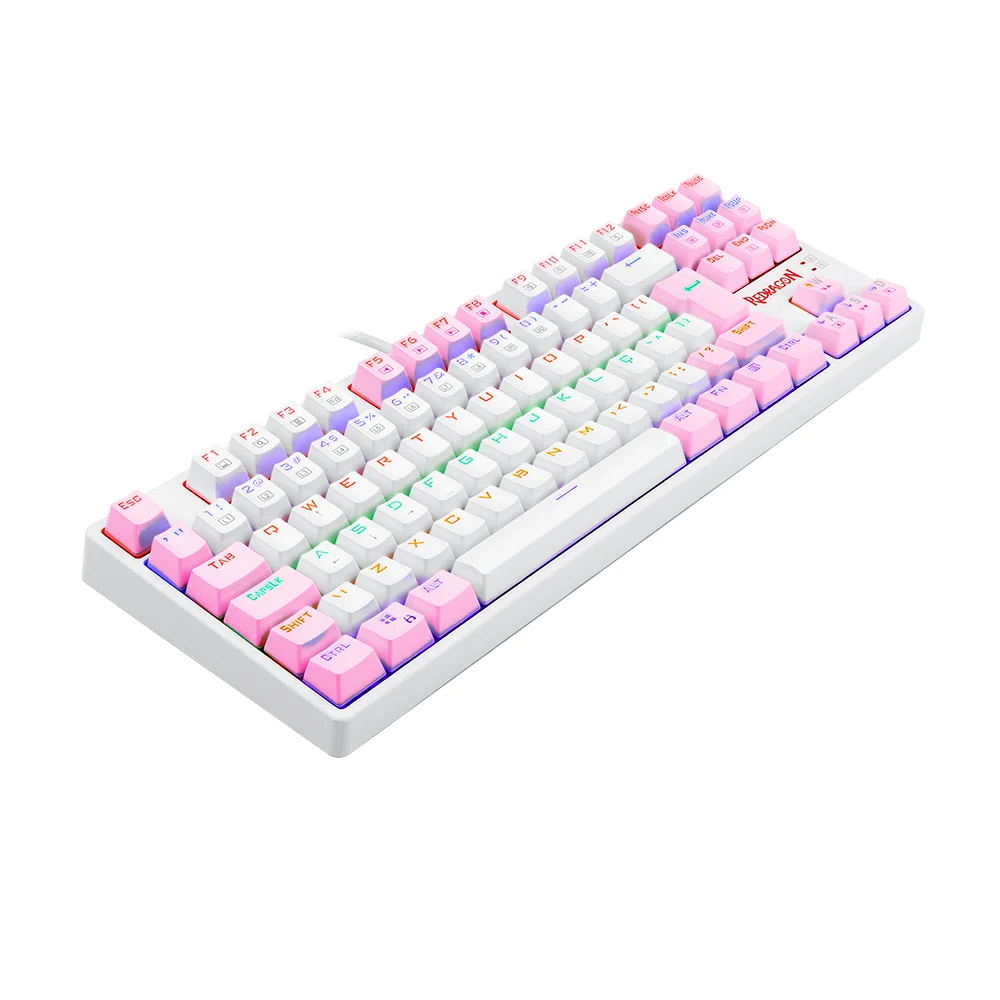 Imagem 4 de 5 do produto Teclado Gamer Redragon Daksa, Branco E Rosa Com Switch Marrom - K576wp-r pt-brown
