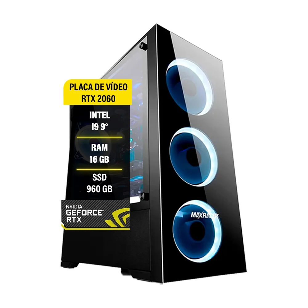 Pc Gamer Balão.info Intel I9-9900k, 16GB RAM, SSD 960GB, RTX 2060 12GB