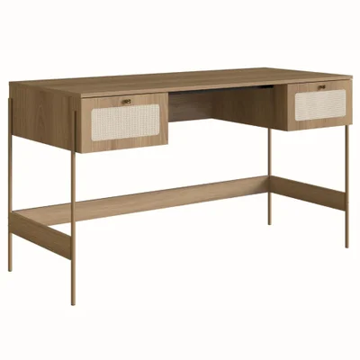 Escrivaninha 2 Gavetas 139cm, Oslo Ats Hanover E Dourado