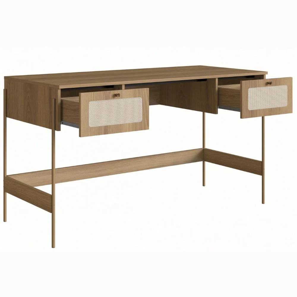 Imagem 3 de 3 do produto Escrivaninha 2 Gavetas 139cm, Oslo Ats Hanover E Dourado