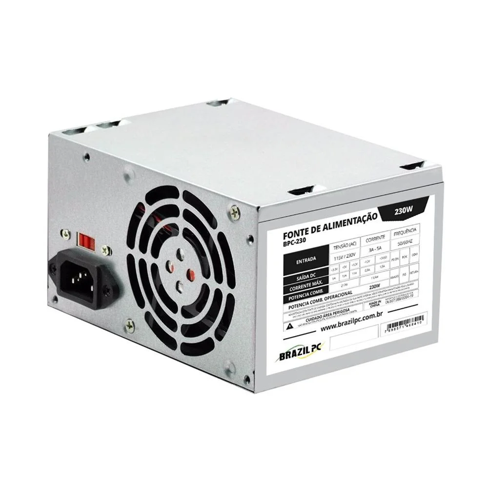 Fonte De Alimentação Brazilpc, 230w, Real, Atx, 24 Pinos, Bpc-230v1.2