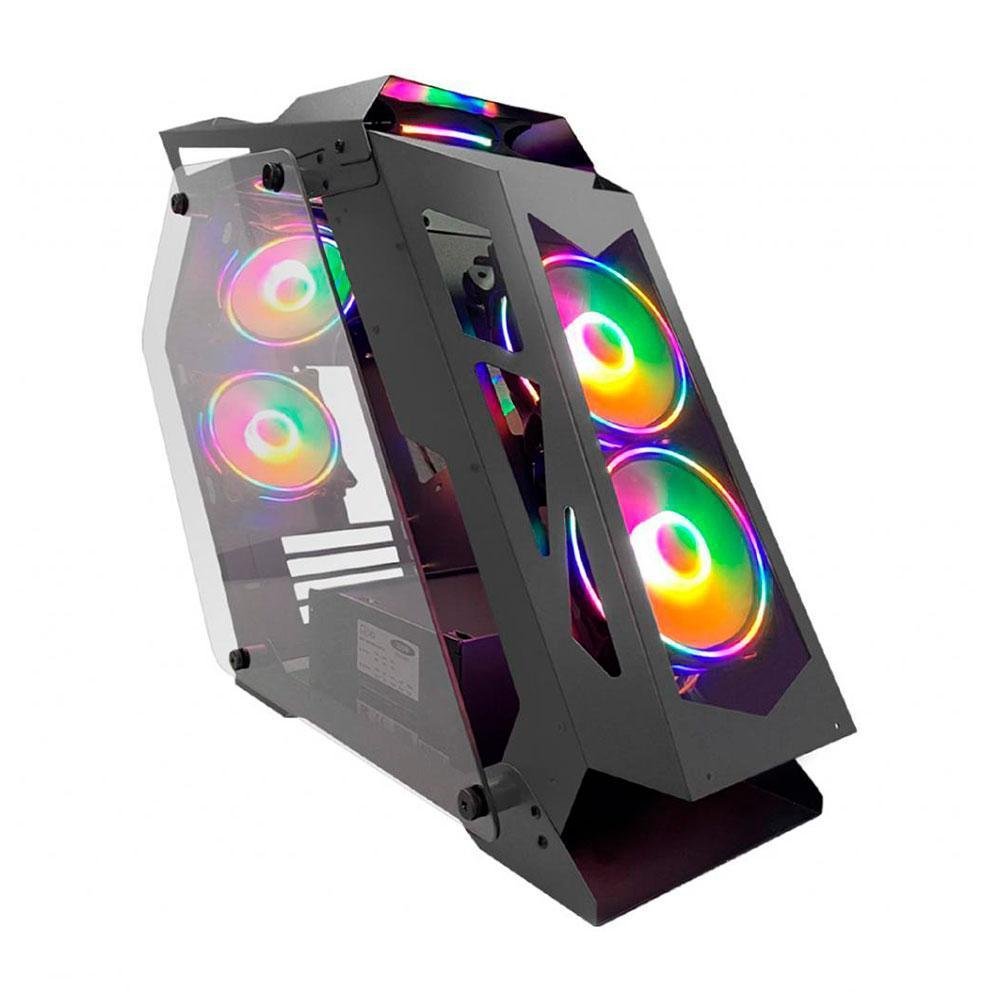 Gabinete Gamer Pixxo, Gs Preto RGB, Coler Fans, Lateral Vidro - Htlk6s23r6