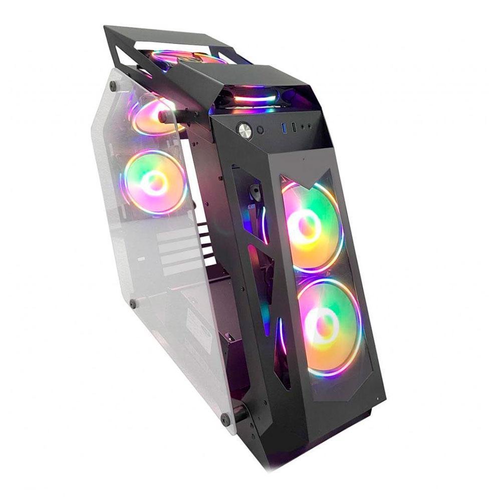 Imagem 3 de 5 do produto Gabinete Gamer Pixxo, Gs Preto RGB, Coler Fans, Lateral Vidro - Htlk6s23r6