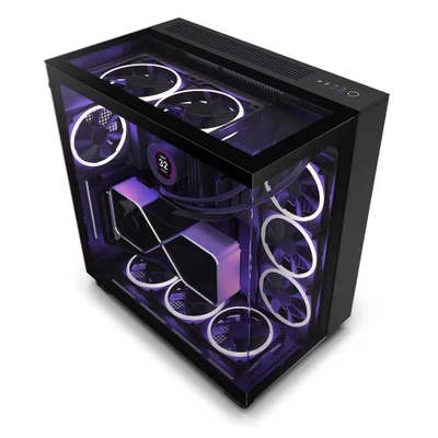 Gabinete Nzxt H9 Elite, RGB, Dual-chamber, Mid-tower, Vidro 360, Preto
