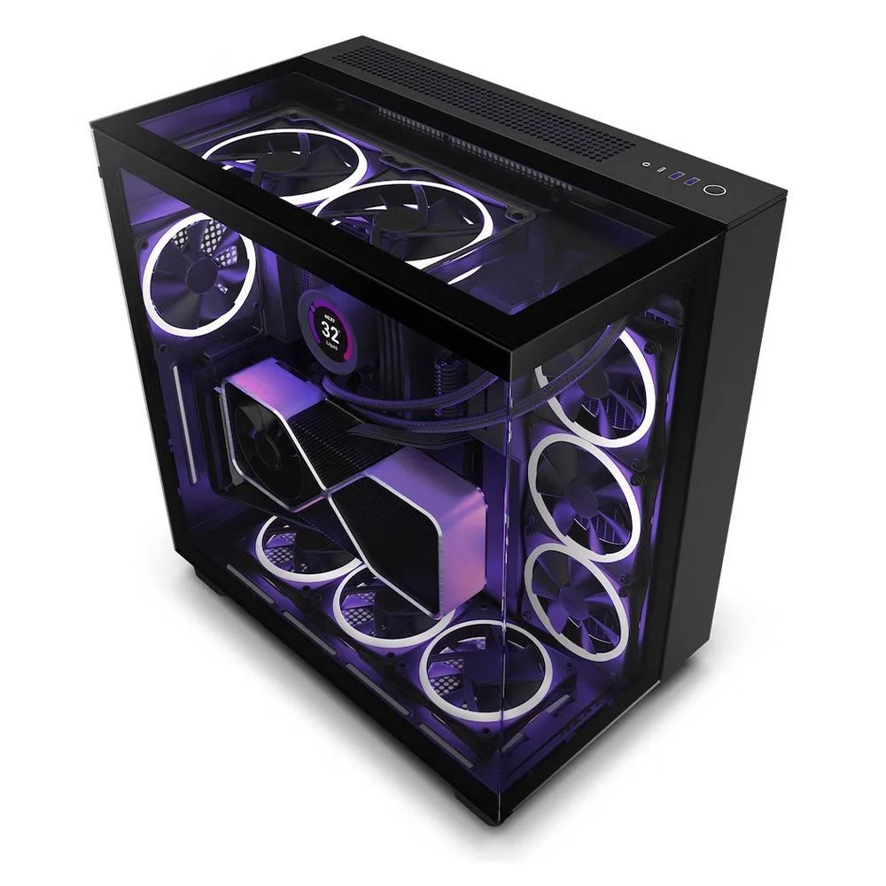 Gabinete Nzxt H9 Elite, RGB, Dual-chamber, Mid-tower, Vidro 360, Preto