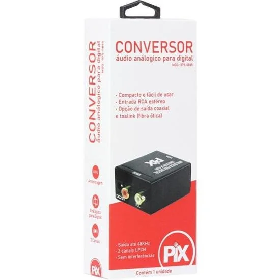 Imagem 2 de 5 do produto Conversor De Áudio Analógico Pix, Para Digital, Entrada RCA X Saída Digital - 075-0865