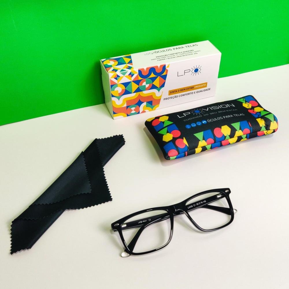 Óculos LP Vision Gamer, Clássico, Com Filtro Bloqueador Contra Luz Azul - Preto Óculos LP Vision Gamer, Clássico, Com Filtro Bloqueador Contra Luz Azul - Preto