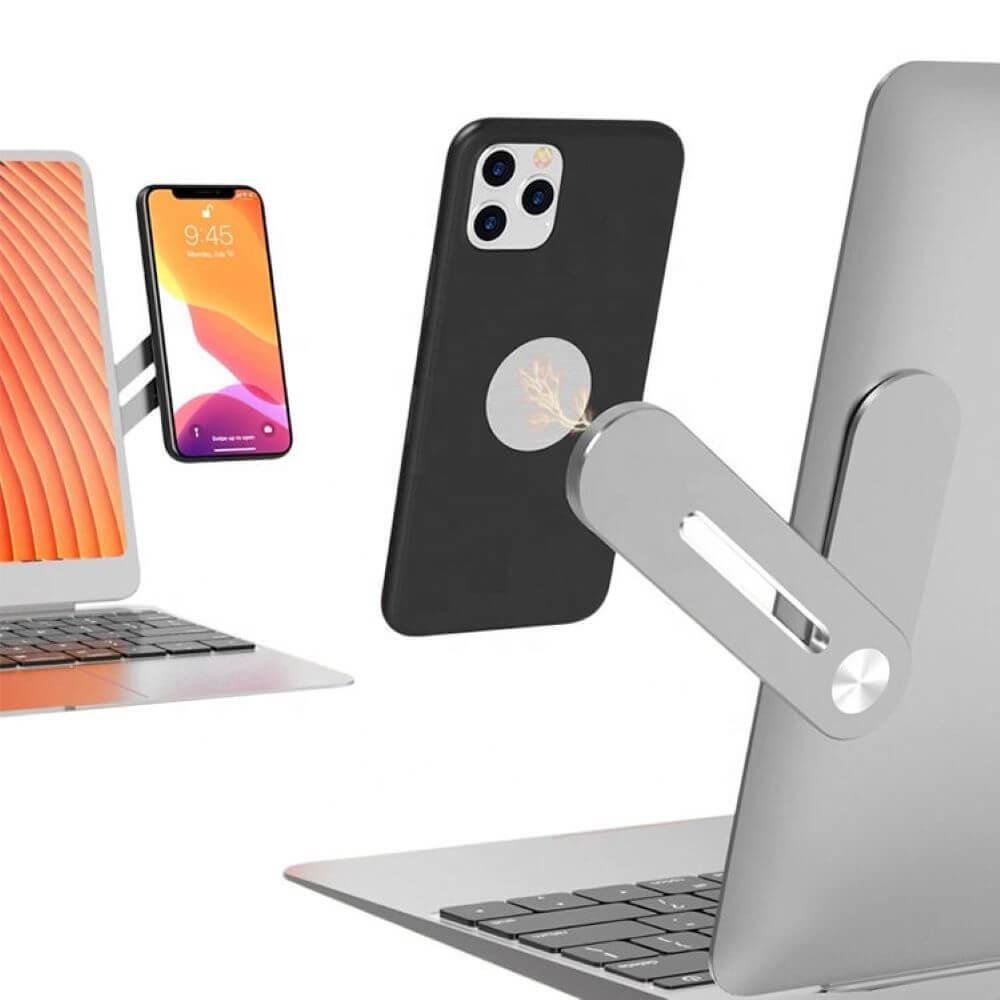 Imagem 2 de 5 do produto Suporte De Celular Magnético, Para Notebook Em Alumínio