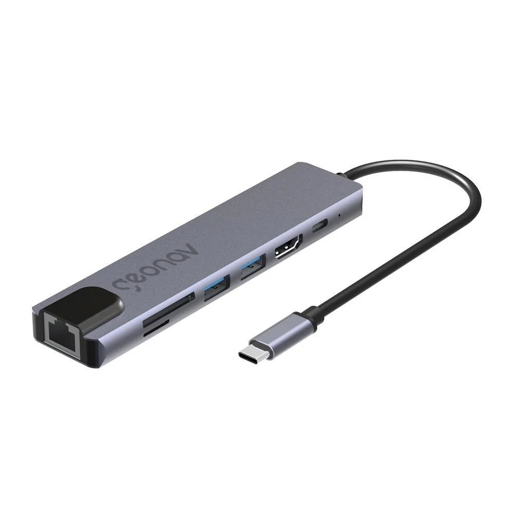 Imagem 4 de 4 do produto Cabo Adaptador Geonav USB-C/multiportas, 7 Em 1, 2x USB-A, HDMI, Cartão Sd, Micro Sd, Rj45, Uca11