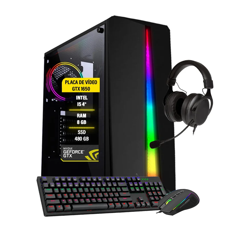 Pc Gamer Raven, Intel Core I5 4ª Geração, 8GB, GTX 1650, SSD 480GB, Windows 11