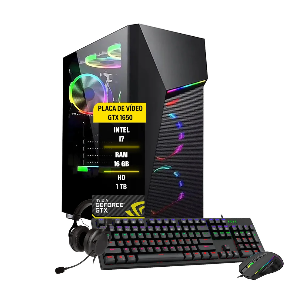 Pc Gamer Bravus, Core I7, 16GB, Gtx 1650, Hd 1TB, SSD 120GB