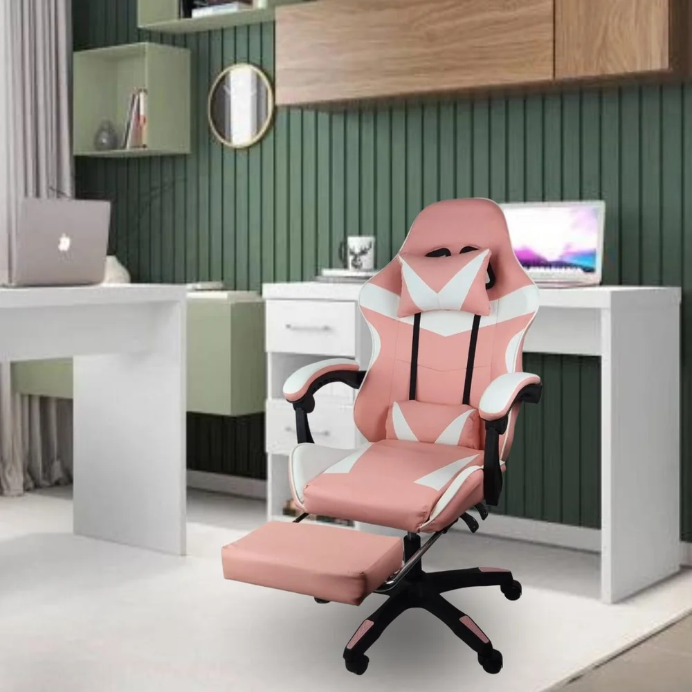 Imagem 5 de 5 do produto Cadeira Gamer Stillus Ergonômica, Retrátil, Reclinável, Descanso Para Pernas, Rosa Chiclete
