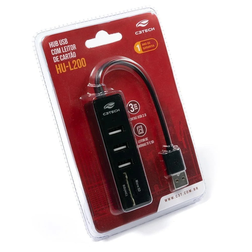 Imagem 2 de 5 do produto Hub USB C3tech 2.0, 5 Portas HU-L200BK