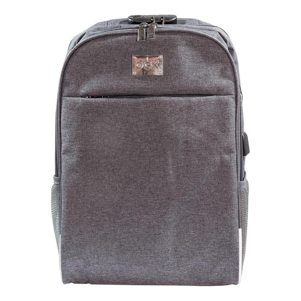 Mochila Oex Para Notebook 15.6 Polegadas, Safety Bk108, Com Entrada Usb E Trava Codificada, Cinza