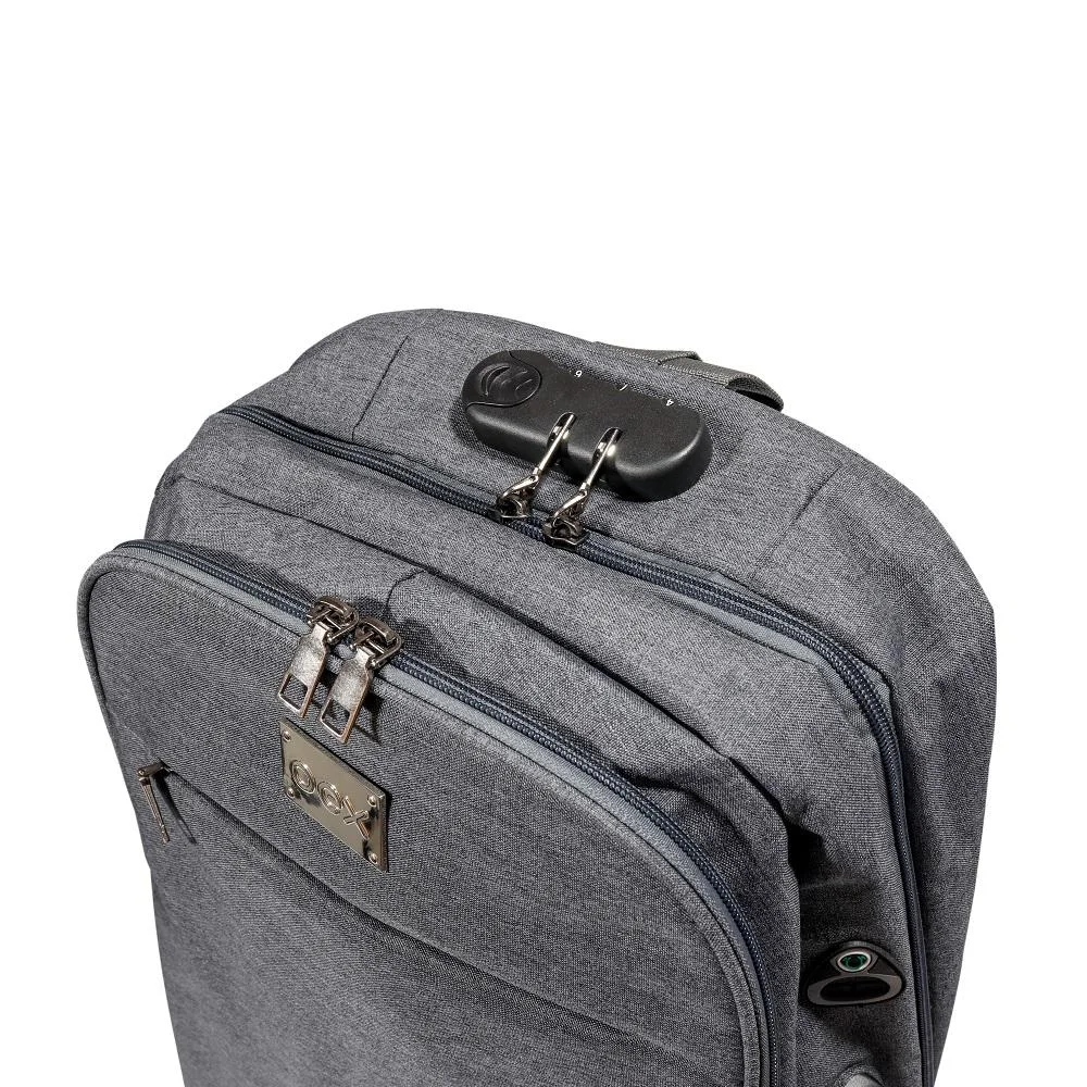 Imagem 4 de 5 do produto Mochila Oex Para Notebook 15.6 Polegadas, Safety Bk108, Com Entrada Usb E Trava Codificada, Cinza