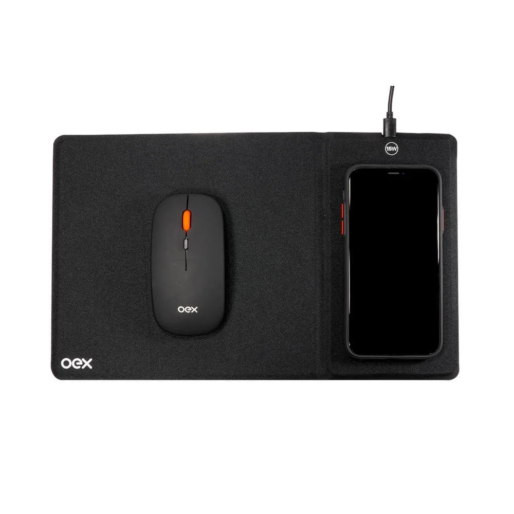 Imagem 3 de 5 do produto Mousepad Oex, Com Carregador, Wireless, 15w, Preto - Cw104
