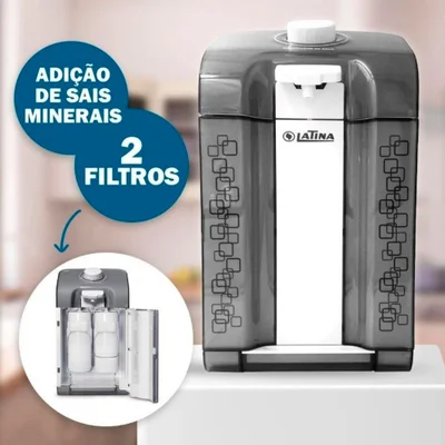 Purificador De Água Natural Latina Pn555, Fumê Escuro, Com Filtro Minerador