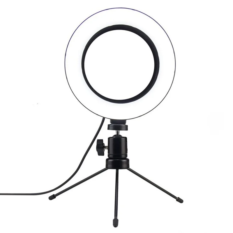 Imagem 2 de 3 do produto Ring Light De Mesa Iluminador De LED Tripé, 6 Polegadas, 16cm, Branco-quente, 110v/220v - Preto