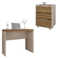 Conjunto Escritório Caemmun com Mesa E Gaveteiro Studio, Marrom
