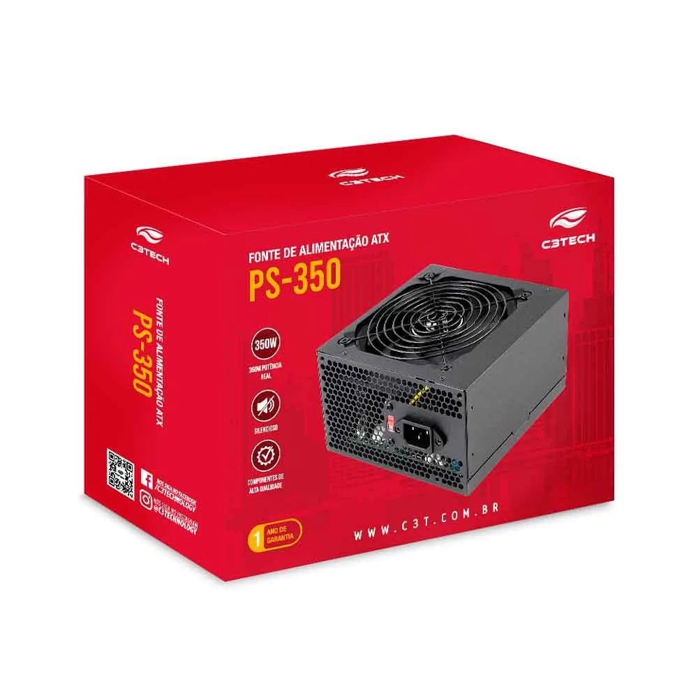 Fonte De Alimentacao C3tech 350wts Ps-350bk, Preto