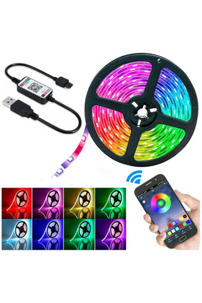 Imagem 2 de 5 do produto Fita LED Basike 150 LEDs, USB, Acionamento Bluetooth E Controle, Com App