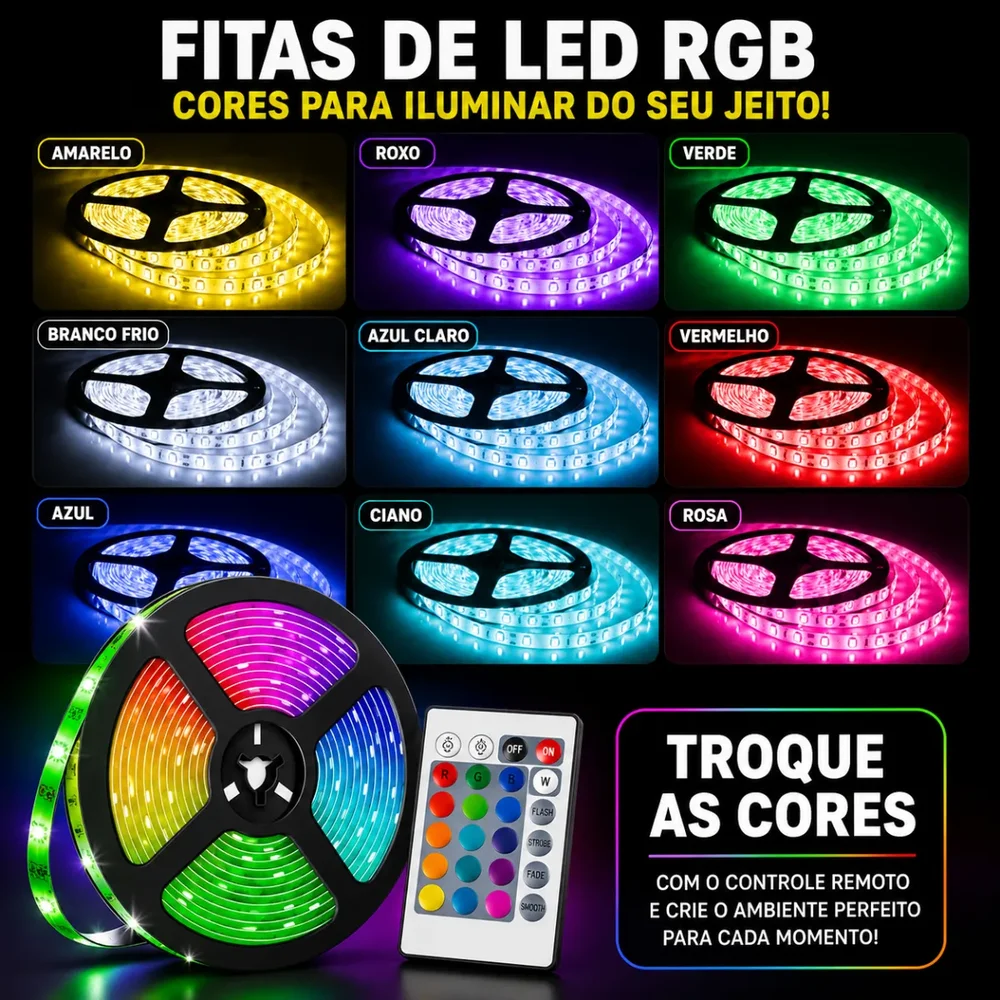 Imagem 4 de 5 do produto Fita LED Basike 150 LEDs, USB, Acionamento Bluetooth E Controle, Com App