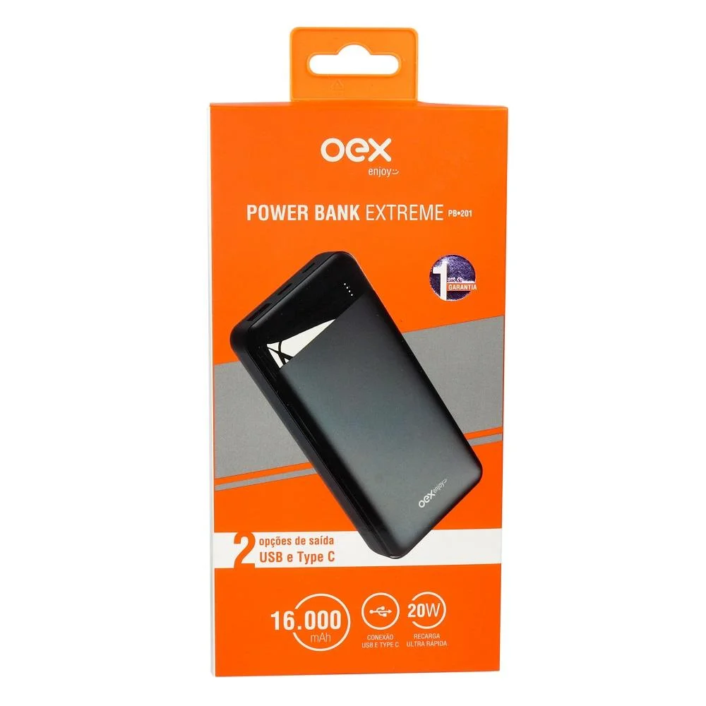 Imagem 2 de 3 do produto Carregador USB Portatil  Oex 16000mah Pb201, 18w