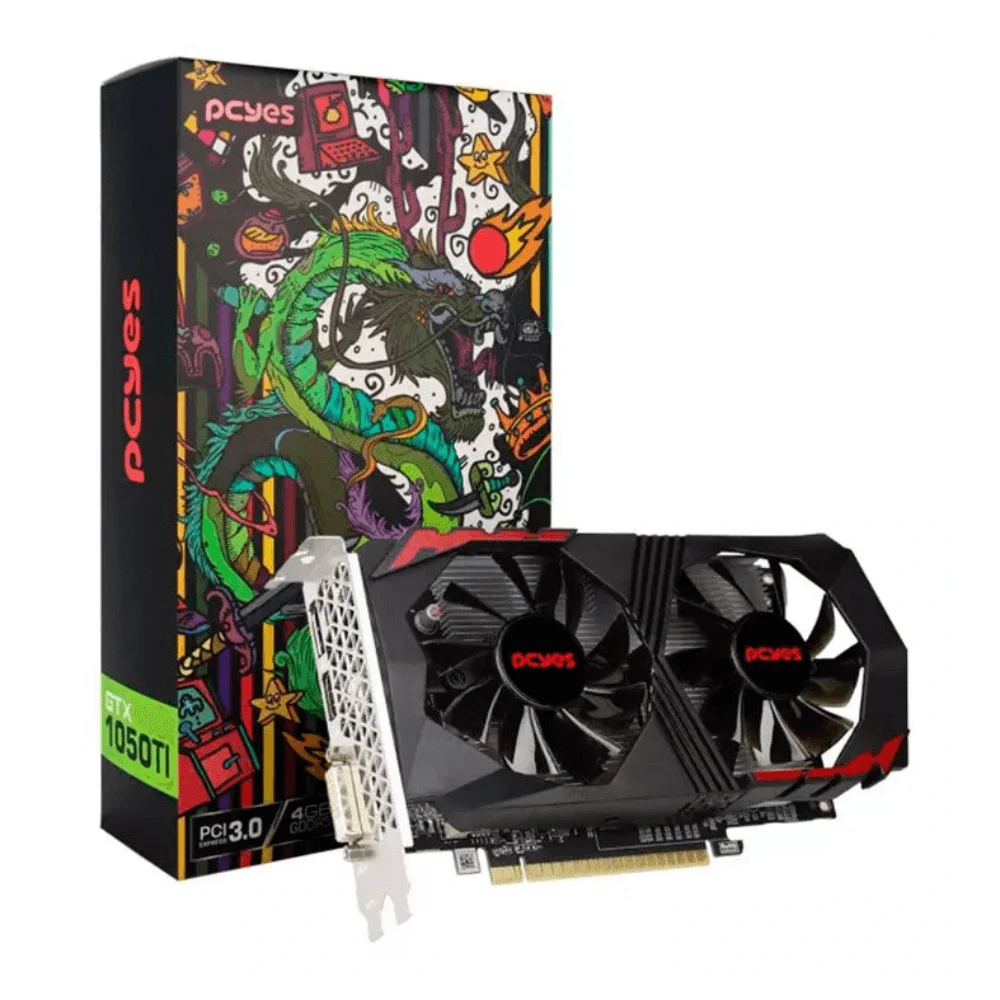 Imagem 4 de 5 do produto Placa De Vídeo Pcyes Nvidia Geforce Gtx 1050 Ti, 4 GB Gddr5, 128bits, Dual Fan, Graffiti Series