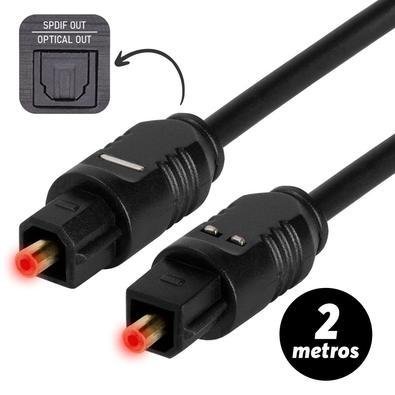 Cabo Óptico De Áudio Digital Toslink Spdif 2m 2 Metros - Preto