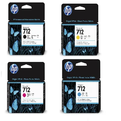 Kit Cartucho Plotter Hp 712 4 Cores Preto 80ml