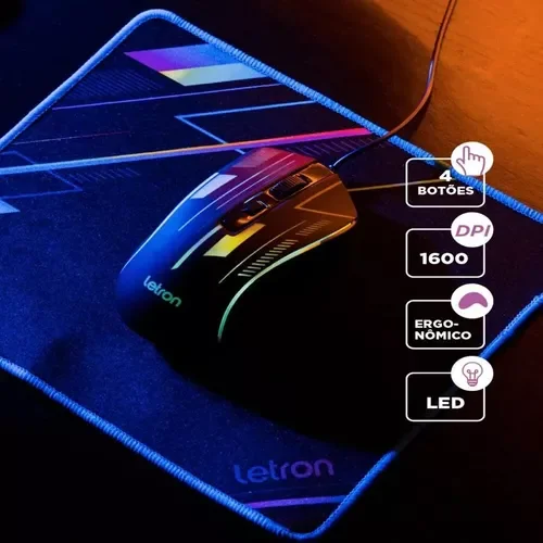 Imagem 2 de 5 do produto Kit Need Gamer Headset, Mouse, Teclado LED Estereo Driver 40mm Letron