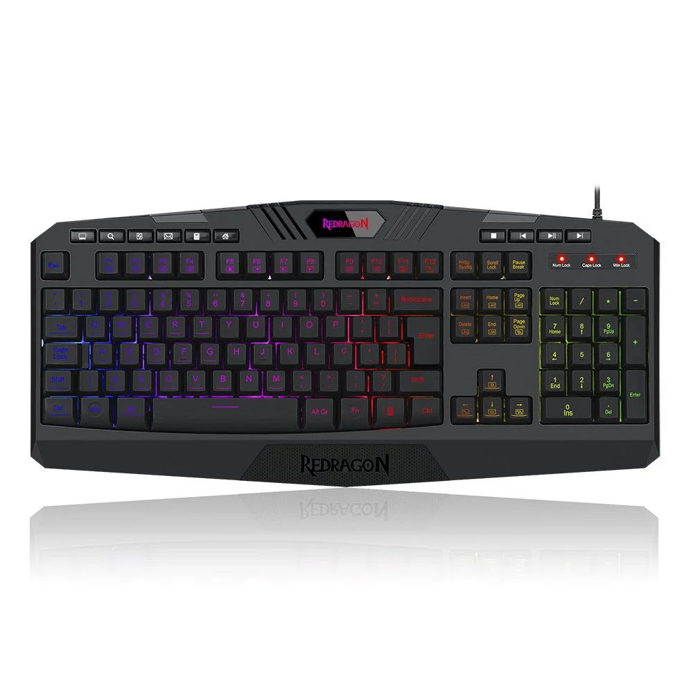 Imagem 3 de 5 do produto Teclado Membrana Redragon Harpe 2, RGB, ABNT 2 Preto - K503RGB