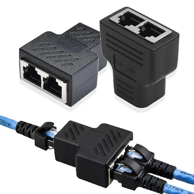 Conector Extensor Duplicador Divisor Y Rj45 Splitter Plug T, Preto