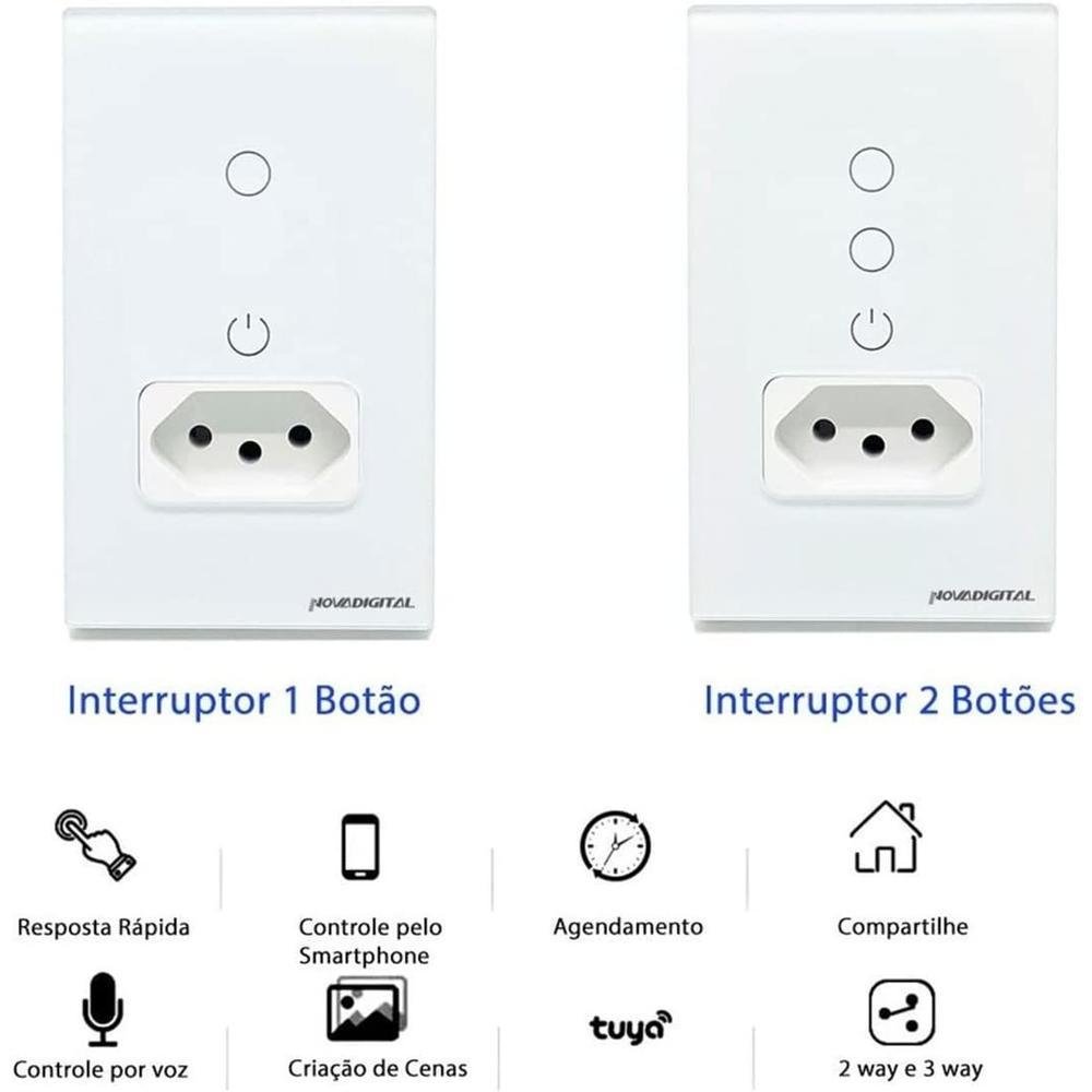Imagem 3 de 4 do produto Interruptor 1 Botão, Tomada Inteligente, Touch Automação, Wifi