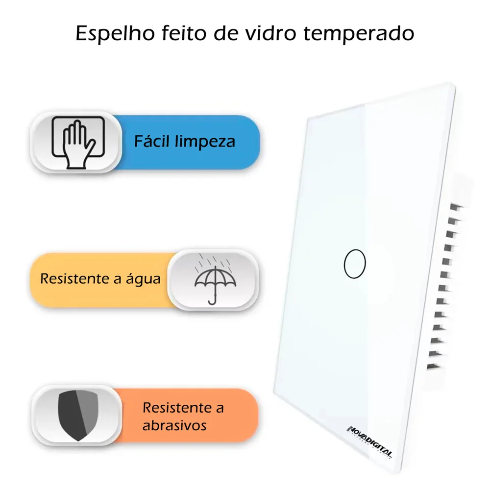 Interruptor Inteligente Touch, 2 Botões, ZiGBee App, Alexa, Googlehome, Novadigital