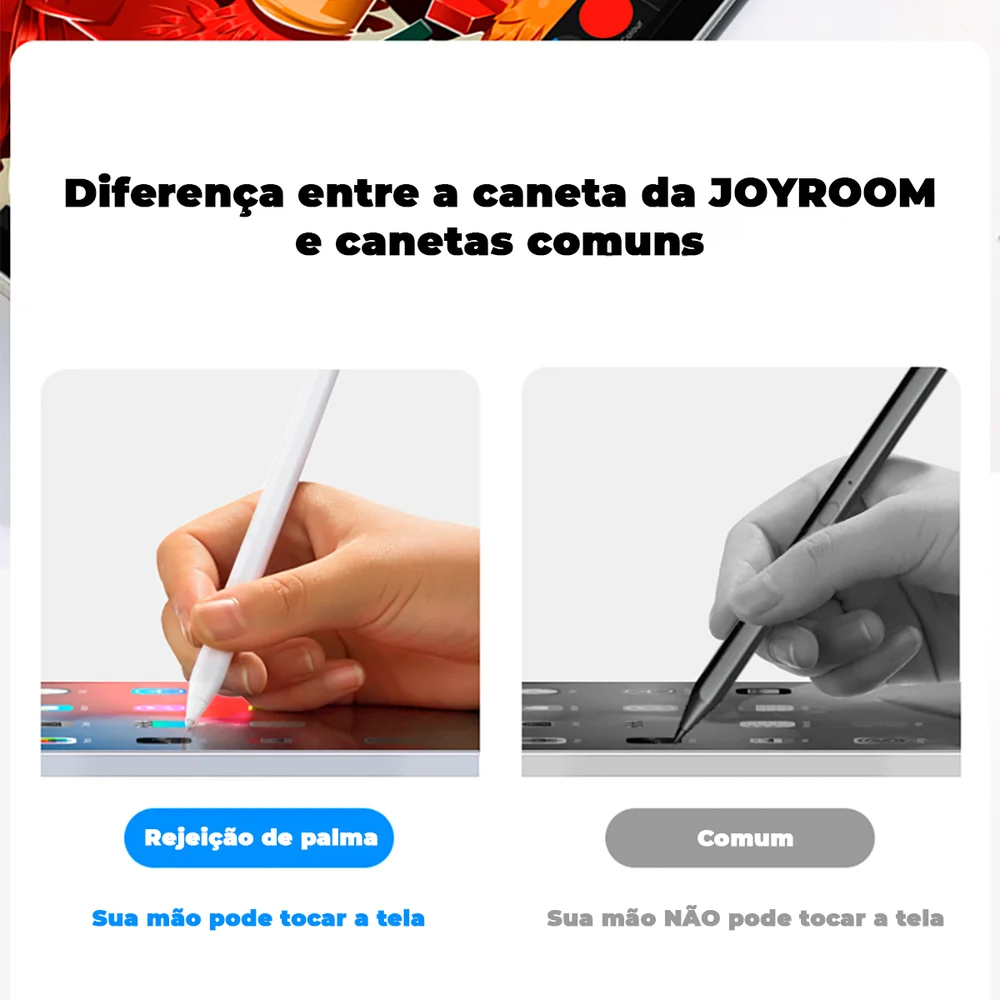 Imagem 3 de 5 do produto Caneta Ativa  Joyroom,Com Bateria Compatível Com Ipad, Preto