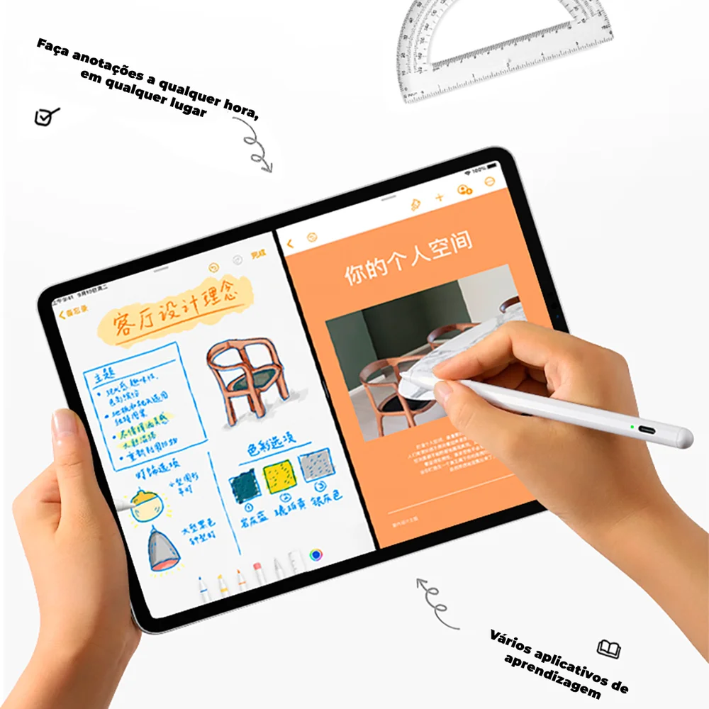 Imagem 5 de 5 do produto Caneta Ativa  Joyroom,Com Bateria Compatível Com Ipad, Preto