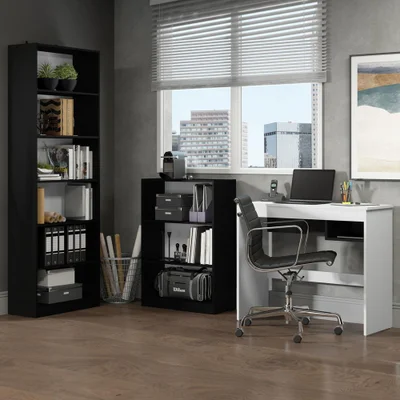 Escrivaninha Madesa Rubi + Estante 6908 + Estante 6907,Preto,branco