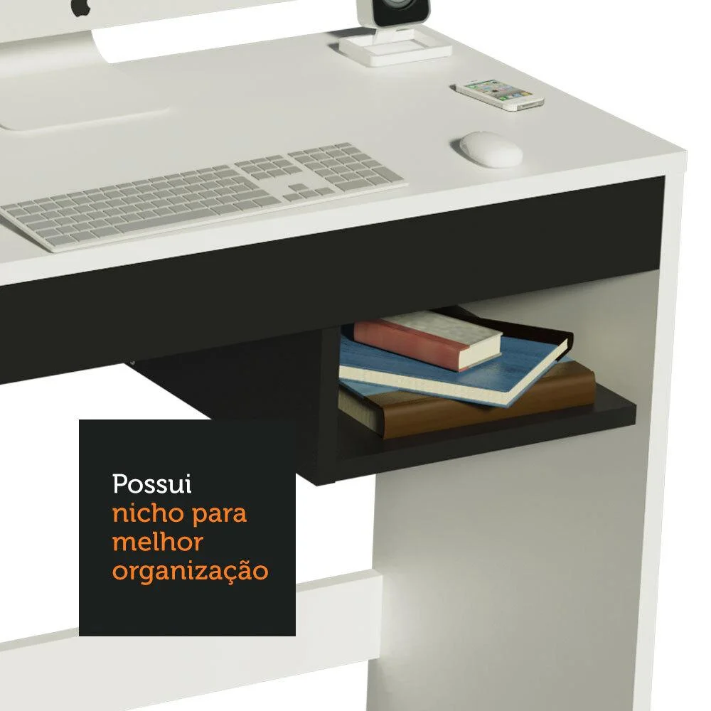 Imagem 3 de 5 do produto Escrivaninha Madesa Rubi + Estante 6908 + Estante 6907,Preto,branco