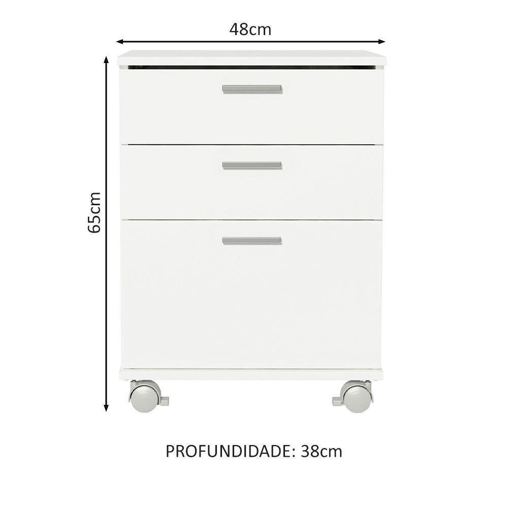 Gaveteiro Organizador Para Escritório 3322 Madesa, 3 Gavetas, Com Rodinhas,Branco Gaveteiro Organizador Para Escritório 3322 Madesa, 3 Gavetas, Com Rodinhas,Branco