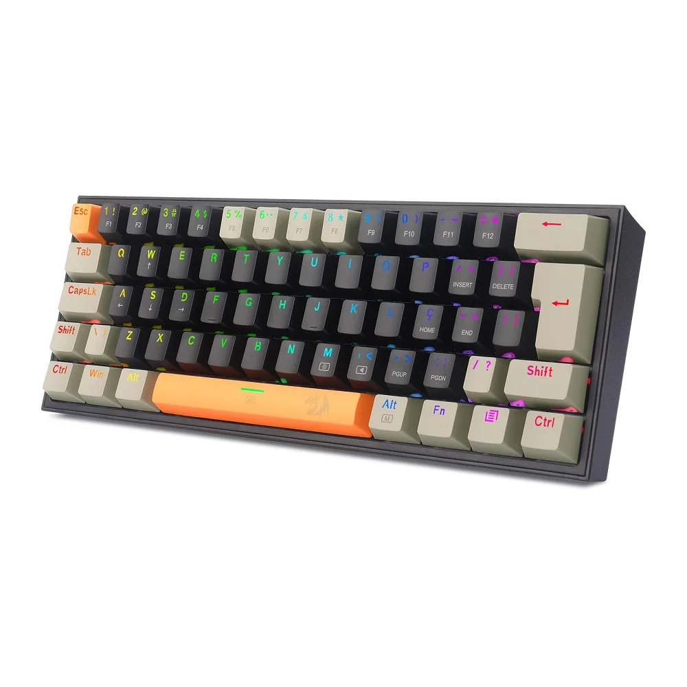 Teclado Mecânico Gamer Redragon Fizz, RGB, Laranja + Preto + Cinza - Switch Mk.ii Diy Marrom Teclado Mecânico Gamer Redragon Fizz, RGB, Laranja + Preto + Cinza - Switch Mk.ii Diy Marrom