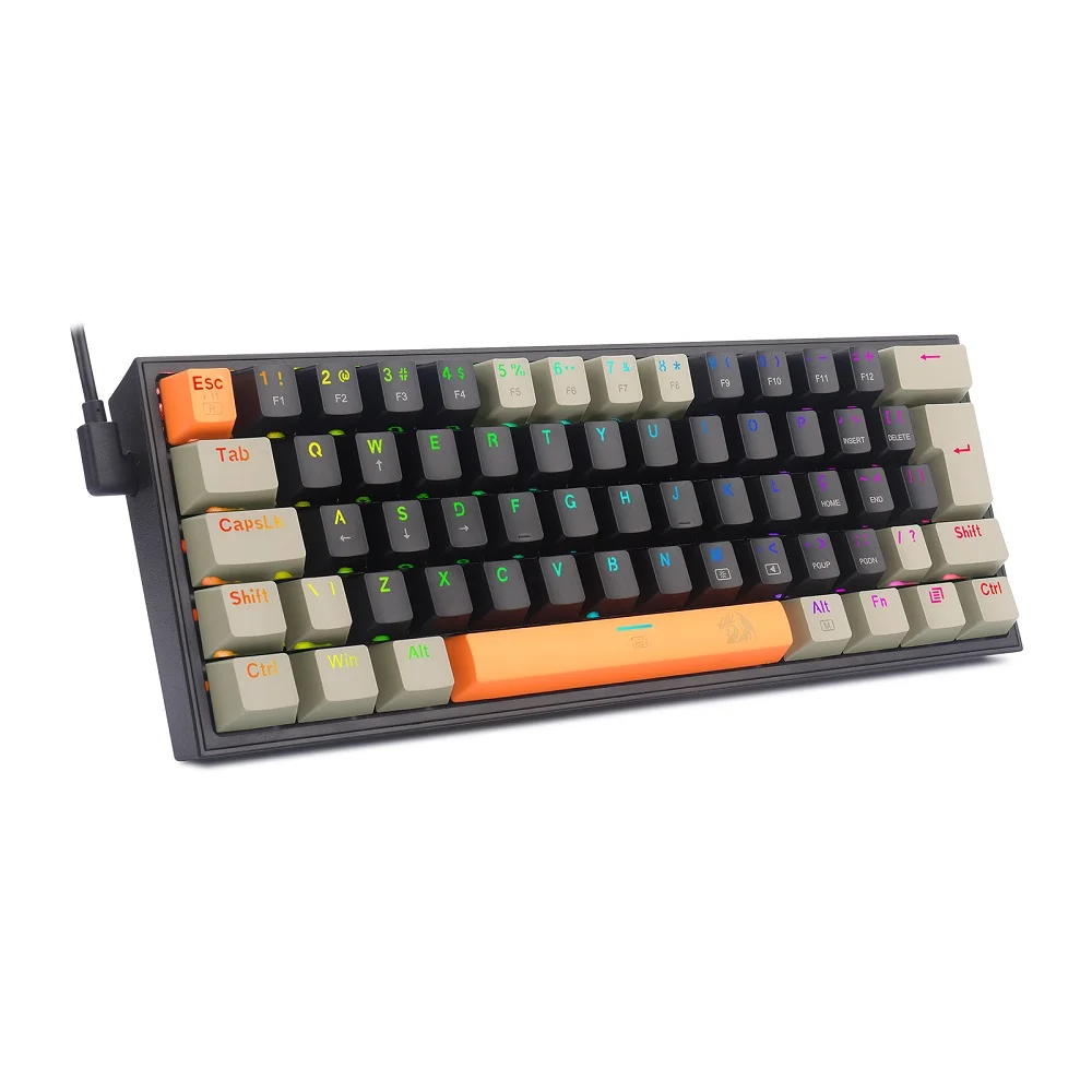 Teclado Mecânico Gamer Redragon Fizz, RGB, Laranja + Preto + Cinza - Switch Mk.ii Diy Marrom Teclado Mecânico Gamer Redragon Fizz, RGB, Laranja + Preto + Cinza - Switch Mk.ii Diy Marrom