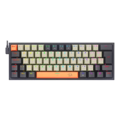 Teclado Mecânico Gamer Redragon Fizz, RGB Laranja + Cinza + Preto - Switch Mk.ii Diy Marrom